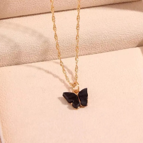 Black Gold Butterfly Necklace 